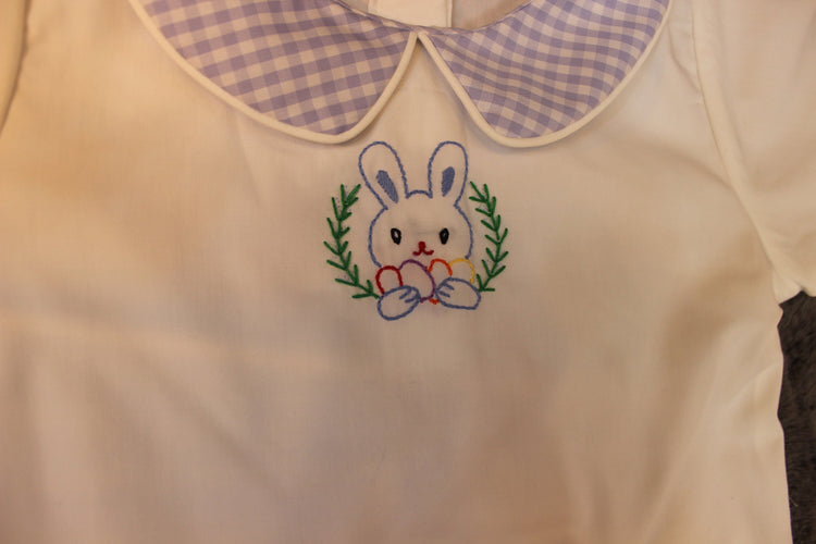 Baby Boy’s Gingham Hand-embroidery Easter Bunny Bubble/Romper/Bodysuit/Jumpsuit/Baby boy clothing/Newborn,Toddler boy bubble/Summer outfits