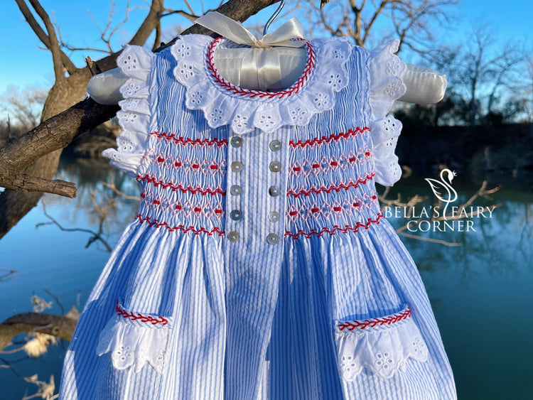 Baby Girl’s Hand-smocked Ruffles Lace Bishop Dress/Baby Girl clothing/Kid,Toddler dress/Summer Outfit/Birthday gift/Church,Party,Photoshoots