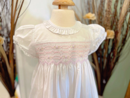 Baby Girl’s White Hand-smocked Dress/Classic Dress/Baby Girl Clothing/Baby,Toddler,Kid Dress/Traditional Dress/Princess Dress/Flower Dress