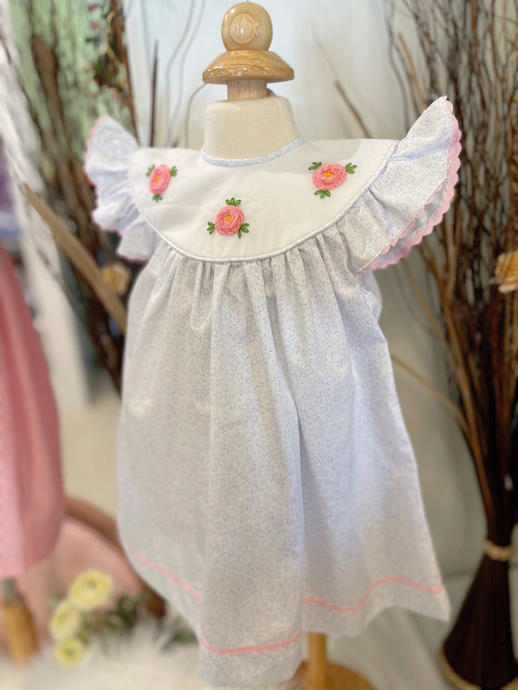 summer dress, rose embroidery dress for girl , handmade dress