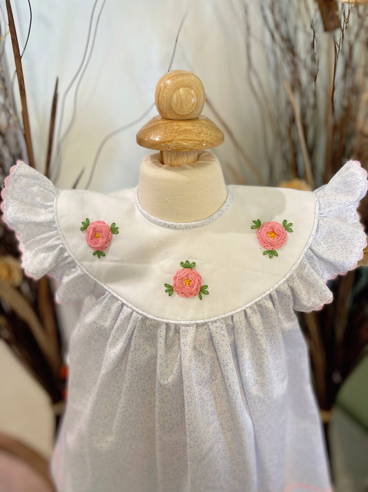 summer dress, rose embroidery dress for girl , handmade dress