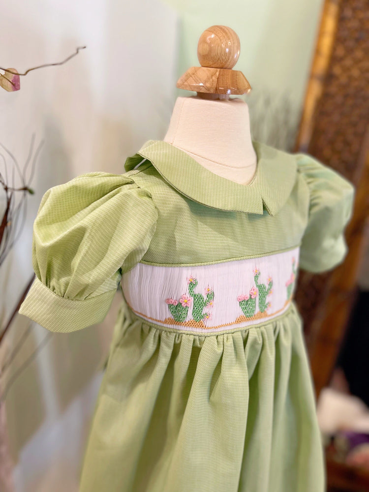 cactus smocked dress, girls dress, summer dress