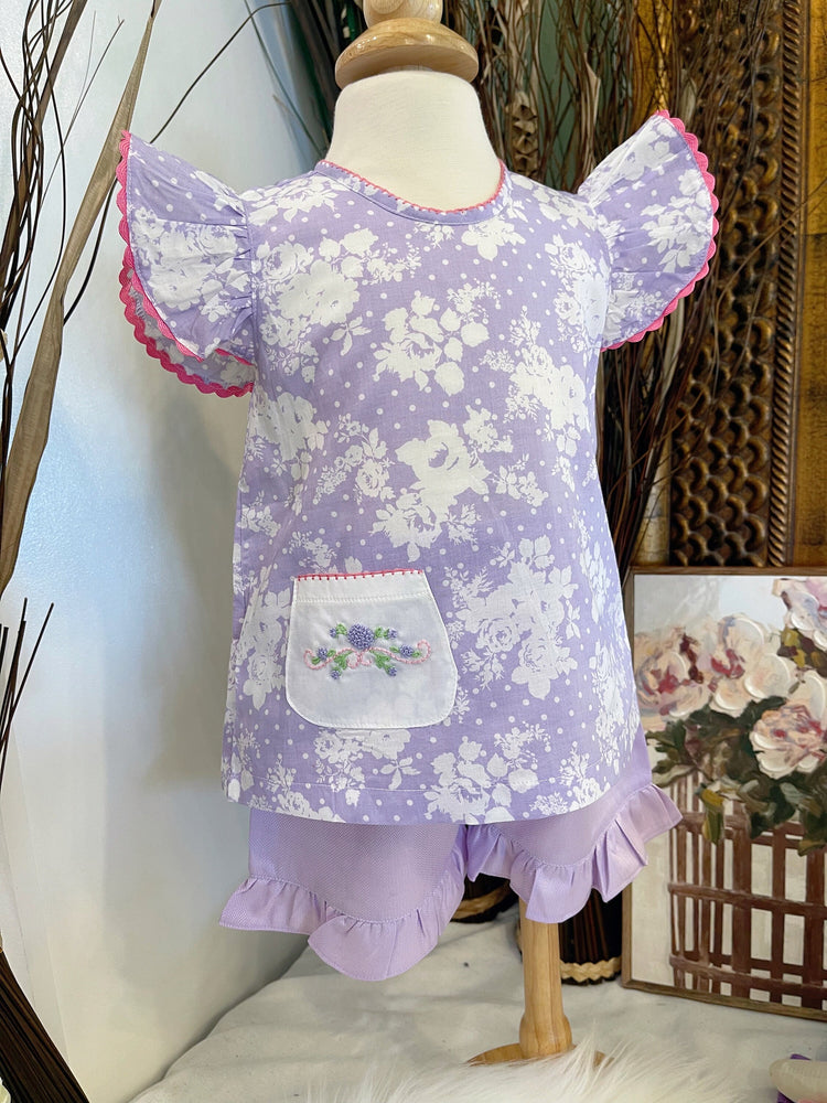 Baby Girl’s Purple Hand-embroidery Flower Set/ Girl Clothing/ Kid, Toddler, Baby girl set/ Cotton Girl Set/ Spring Clothing/ Trendy outfits