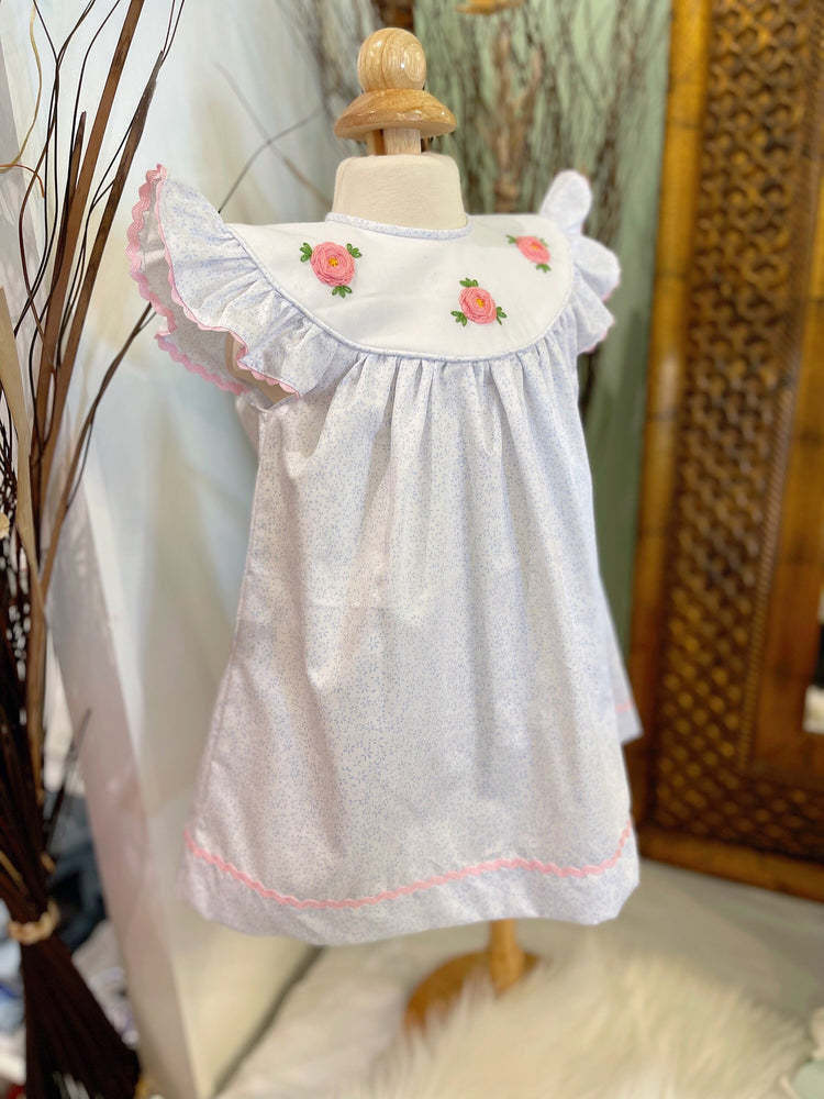 summer dress, rose embroidery dress for girl , handmade dress