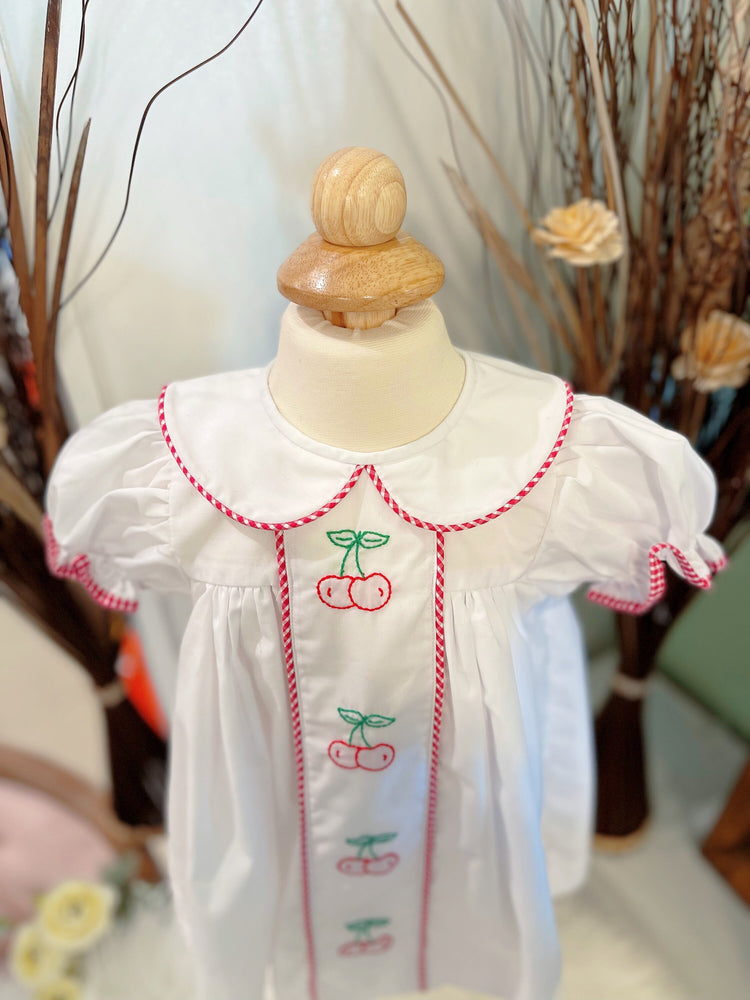 cherry embroidery dress, handmade dress,