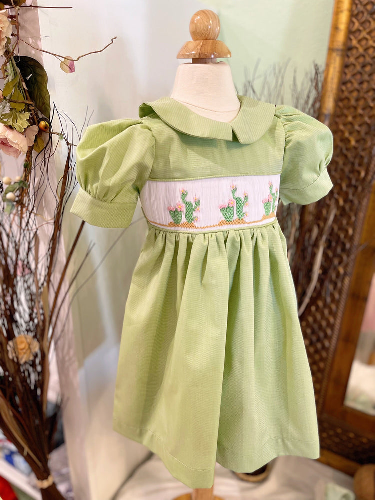 cactus smocked dress, girls dress, summer dress