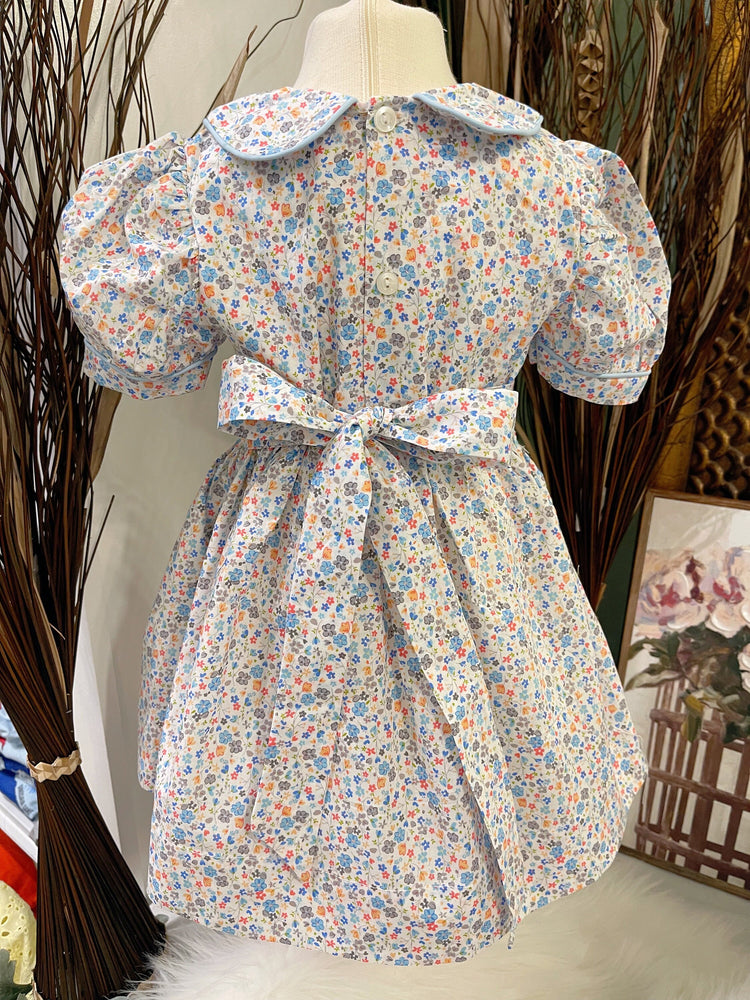 Vintage smocked dress, girl traditional dress, hight quality cotton dress.