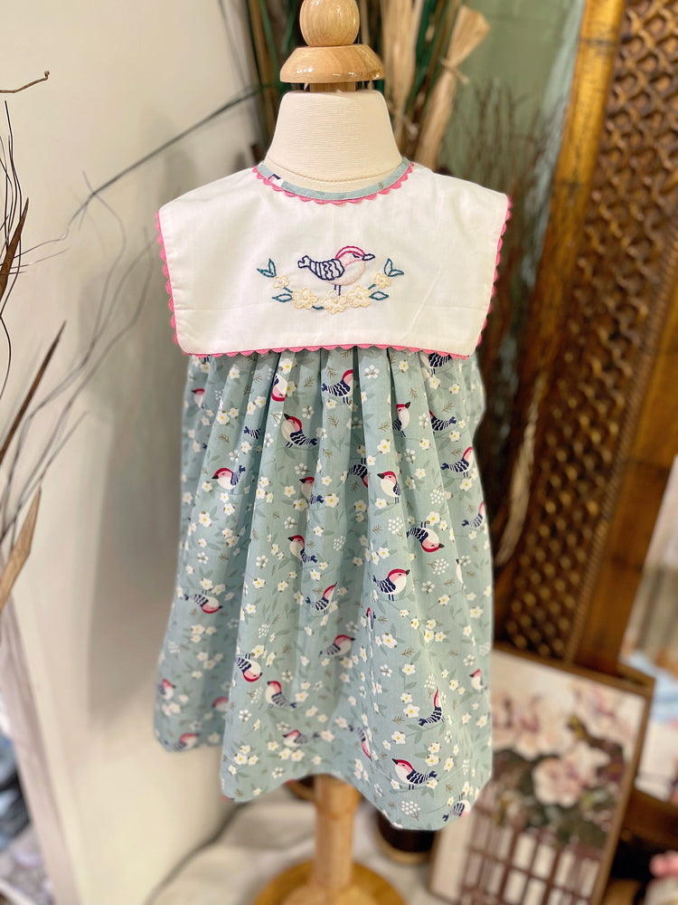 Baby Girl’s Hand-embroidery Bird Dress with bloomer run big/ Summer dress/ Spring dress/ Cotton dress/ Easter birds dress/