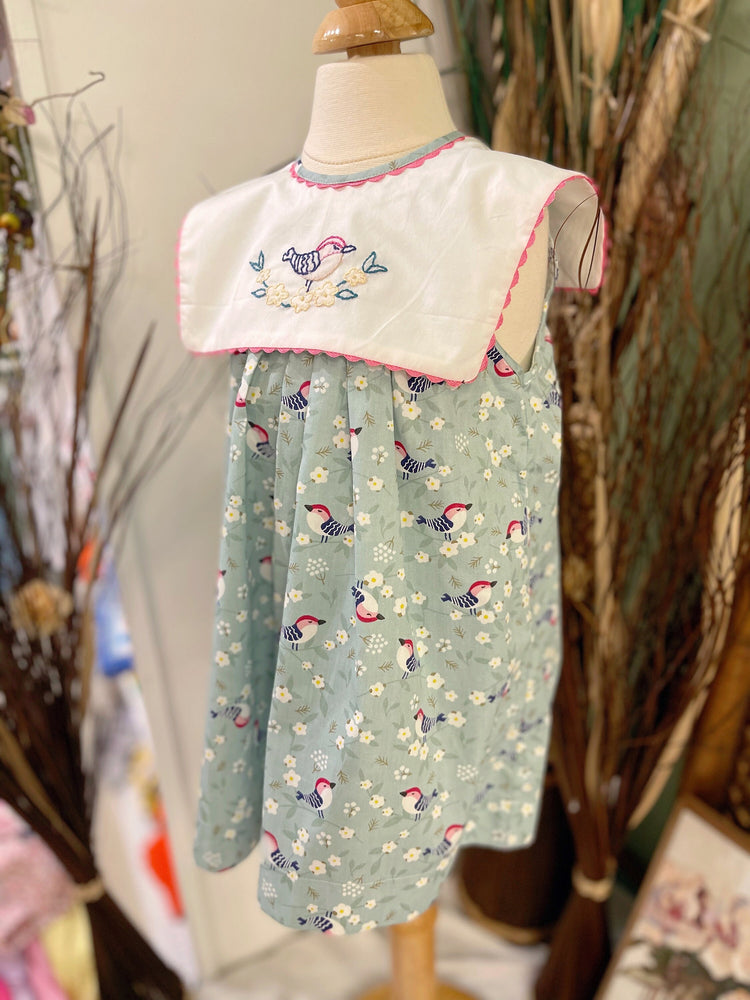 Baby Girl’s Hand-embroidery Bird Dress with bloomer run big/ Summer dress/ Spring dress/ Cotton dress/ Easter birds dress/