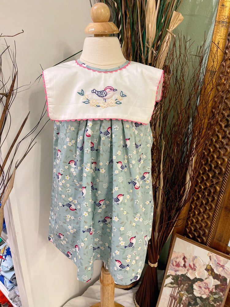 Baby Girl’s Hand-embroidery Bird Dress with bloomer run big/ Summer dress/ Spring dress/ Cotton dress/ Easter birds dress/