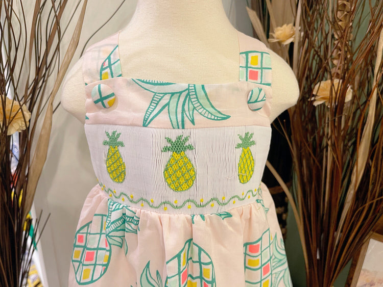 pineapple smocked summer dress