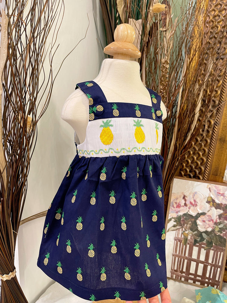 pineapple smocked summer dress