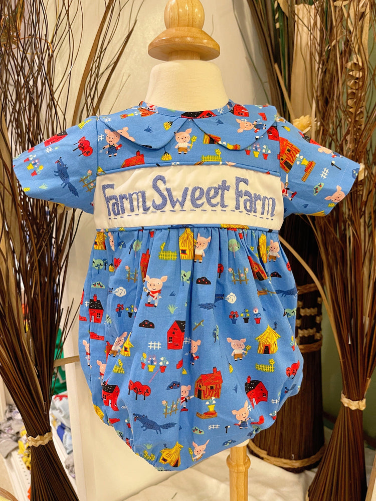 boys farm sweet farm embroidery bubble