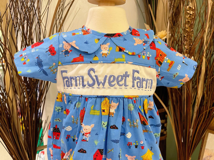 boys farm sweet farm embroidery bubble