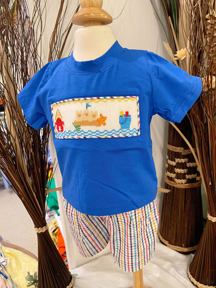 summer boys set, smocked set for boys.