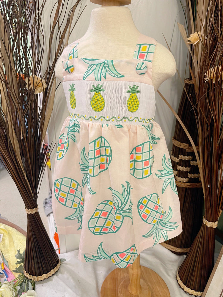 pineapple smocked summer dress