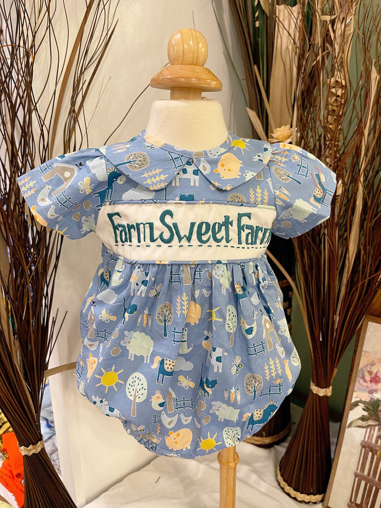 boys farm sweet farm embroidery bubble