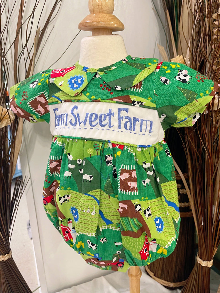 boys farm sweet farm embroidery bubble