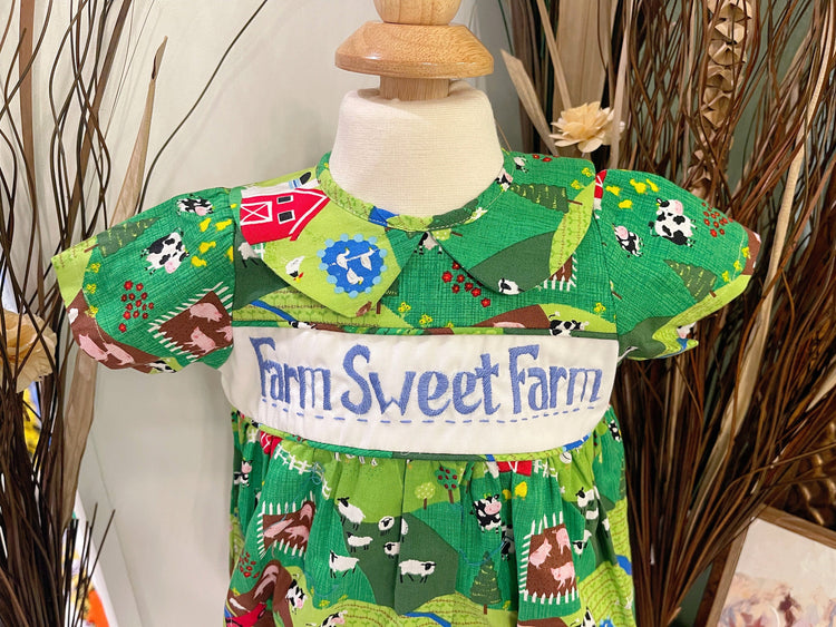 boys farm sweet farm embroidery bubble