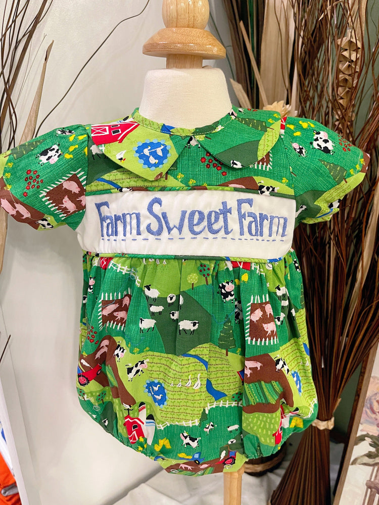 boys farm sweet farm embroidery bubble