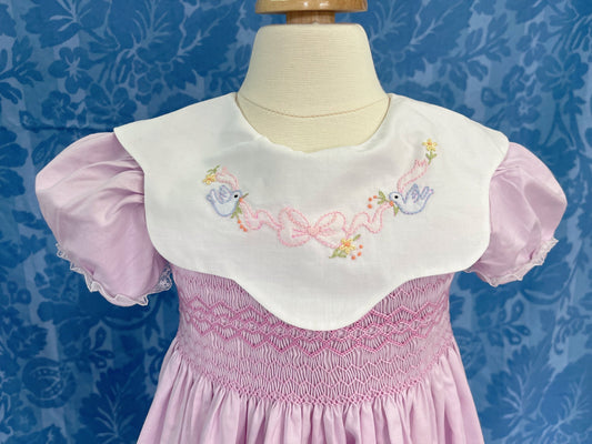 smocked dress with embroidery,