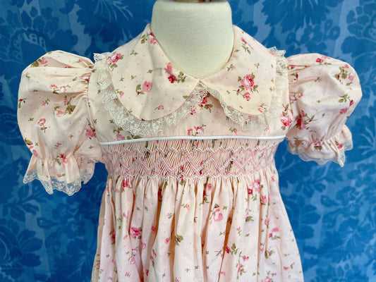 high quality vintage dress, smocked lace dress, gift for girl.