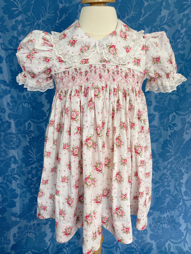 high quality vintage dress, smocked lace dress, gift for girl.