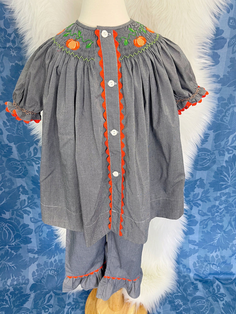 Pumpkin smocked, fall smocked , thanksgiving dress, autumn dress