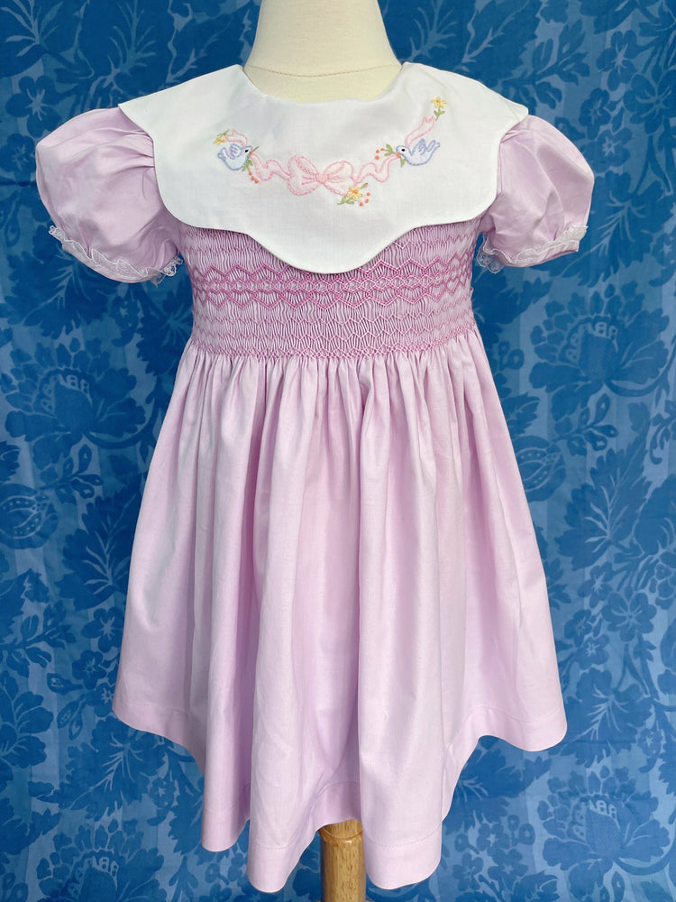 smocked dress with embroidery,