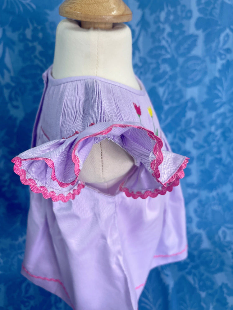 Tulip smocked dress, purple dress , handmade dress