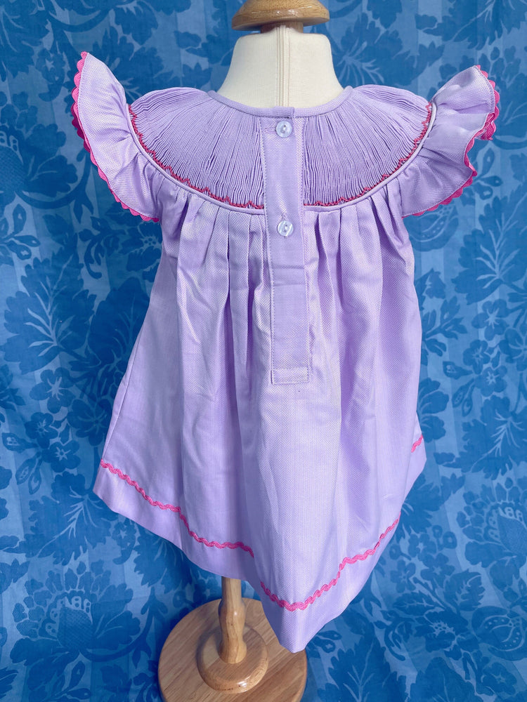 Tulip smocked dress, purple dress , handmade dress