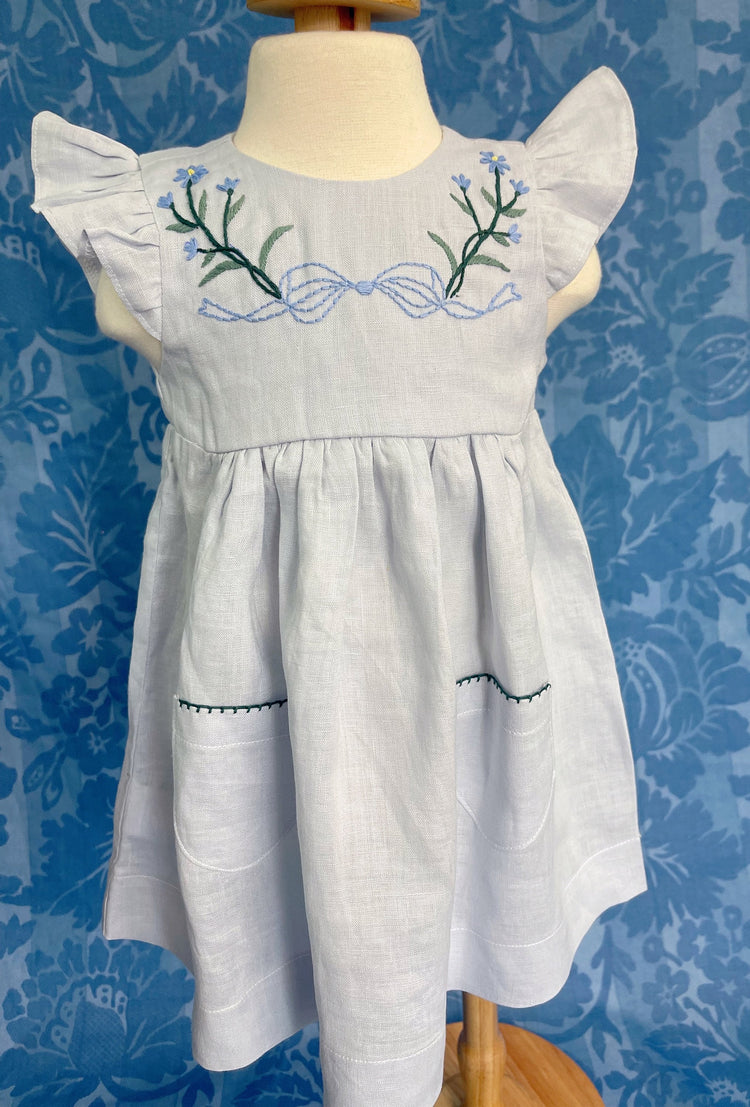 linen embroidery dress, premium line dress, handmade dress, custom dress, fall dress