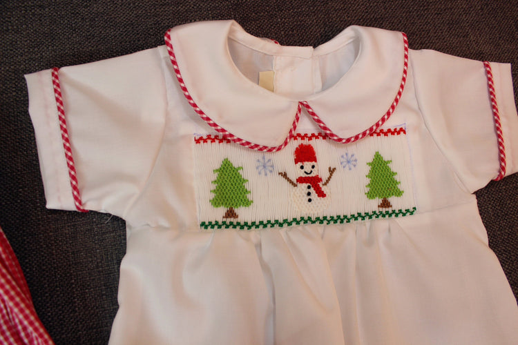 Christmas smocked brother, sister set, Christmas outfit, handmade smocked,