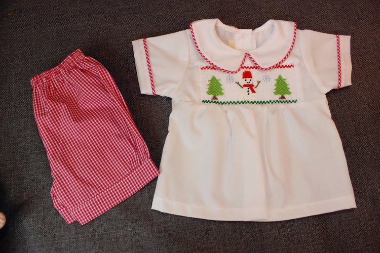 Christmas smocked brother, sister set, Christmas outfit, handmade smocked,