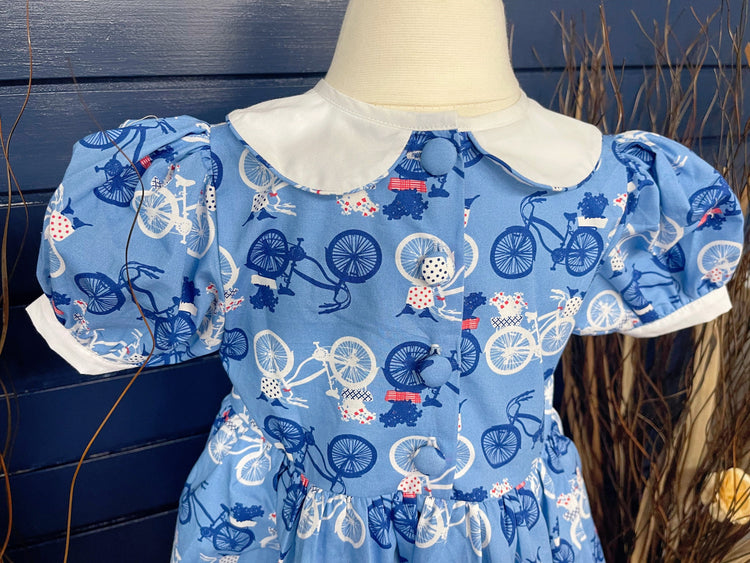 hight quality vintage bike dress, birthday dress, baby gift, summer dress.