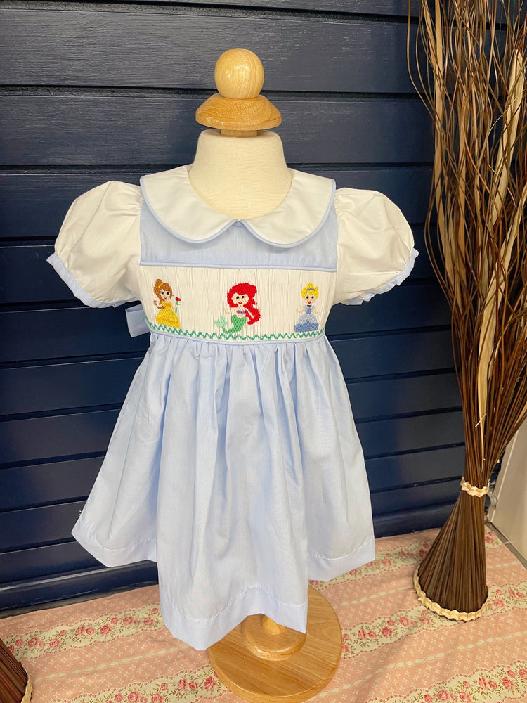 smocked Disney Princess Bishop Dress/Baby Girl Clothing/Kid,Toddler,Baby Girl Dress/Summer Outfit/Princess Dress/Cute Dress