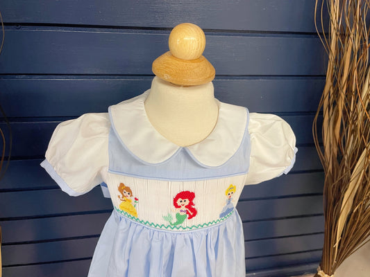 smocked Disney Princess Bishop Dress/Baby Girl Clothing/Kid,Toddler,Baby Girl Dress/Summer Outfit/Princess Dress/Cute Dress