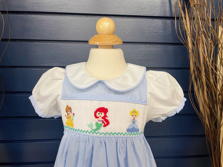 smocked Disney Princess Bishop Dress/Baby Girl Clothing/Kid,Toddler,Baby Girl Dress/Summer Outfit/Princess Dress/Cute Dress