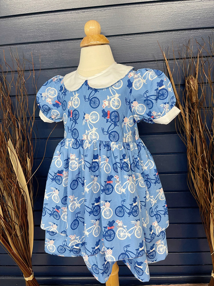 hight quality vintage bike dress, birthday dress, baby gift, summer dress.